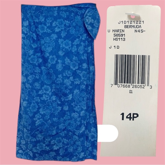 Lauren Ralph Lauren RARE Floral Bermuda Blue Wrap Skirt, Petite XL 100% cotton - Picture 1 of 5
